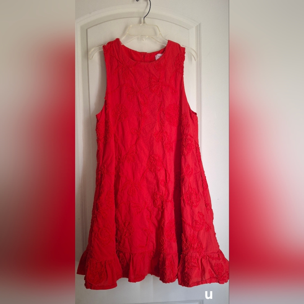 Entro Sleeveless Dress Cotton Sz S Floral Embroidered Ruffle embroidered cotton - Picture 2 of 10